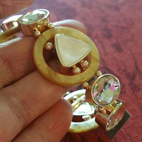 CHICO'S CRYSTALS BEAUTIFUL CREME COLORED ENAMEL - Picture 1 of 3